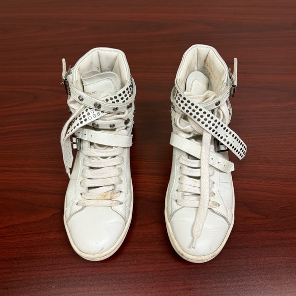 Saint Laurent Studded Leather High Top Sneakers - Picture 4 of 5